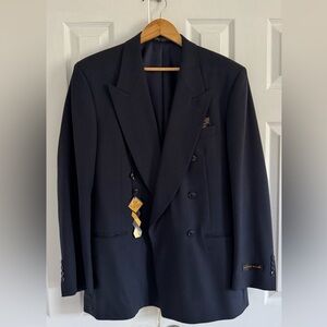 Men's Black Double-Breasted Blazer by Albert Nippn
